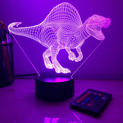 Spinosaurus Dinosaur - 3D Optical Illusion Lamp - carve-craftworks-llc