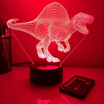Spinosaurus Dinosaur - 3D Optical Illusion Lamp - carve-craftworks-llc