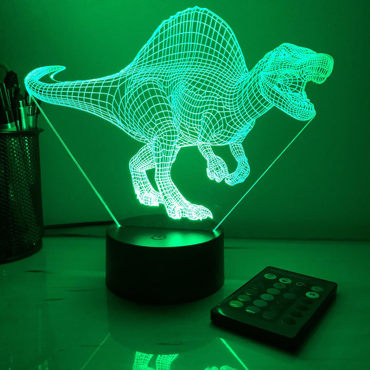 Spinosaurus Dinosaur - 3D Optical Illusion Lamp - carve-craftworks-llc