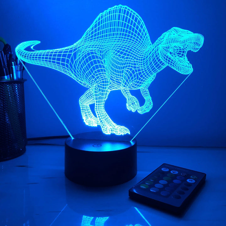 Spinosaurus Dinosaur - 3D Optical Illusion Lamp - carve-craftworks-llc