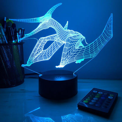 Pteradon Dinosaur - 3D Optical Illusion Lamp - carve-craftworks-llc