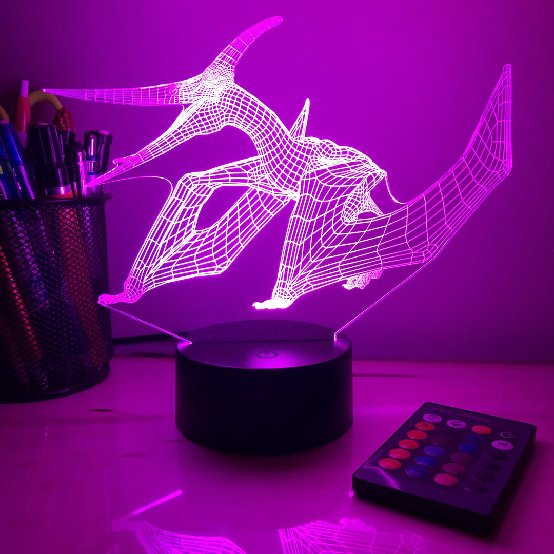 Pteradon Dinosaur - 3D Optical Illusion Lamp - carve-craftworks-llc