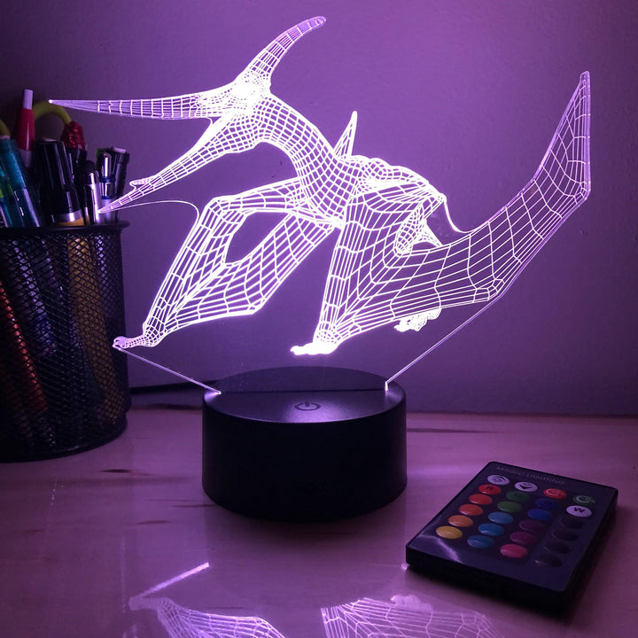 Pteradon Dinosaur - 3D Optical Illusion Lamp - carve-craftworks-llc