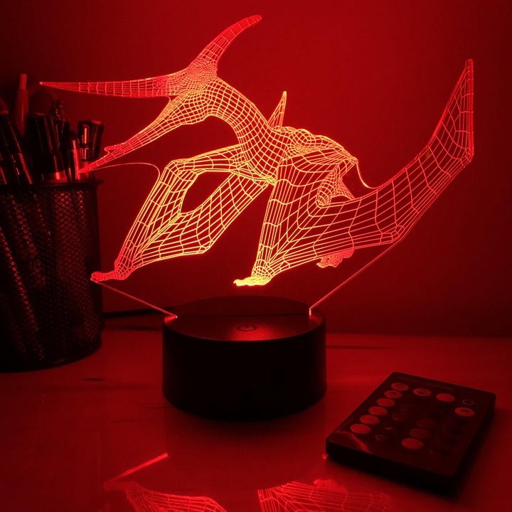Pteradon Dinosaur - 3D Optical Illusion Lamp - carve-craftworks-llc