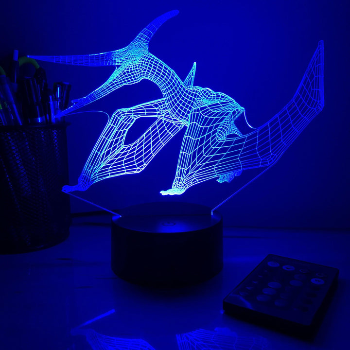 Pteradon Dinosaur - 3D Optical Illusion Lamp - carve-craftworks-llc