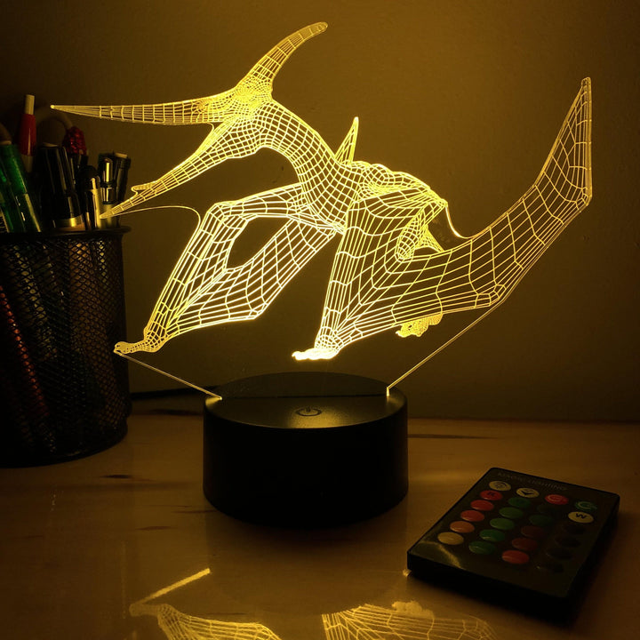 Pteradon Dinosaur - 3D Optical Illusion Lamp - carve-craftworks-llc
