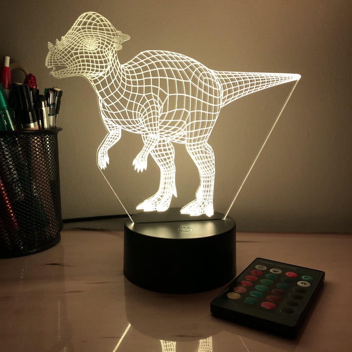 Pachy Dinosaur - 3D Optical Illusion Lamp - carve-craftworks-llc