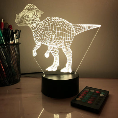 Pachy Dinosaur - 3D Optical Illusion Lamp - carve-craftworks-llc