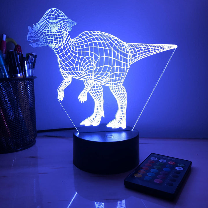 Pachy Dinosaur - 3D Optical Illusion Lamp - carve-craftworks-llc