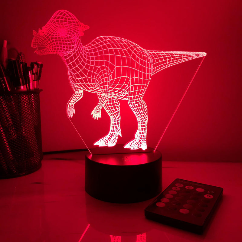 Pachy Dinosaur - 3D Optical Illusion Lamp - carve-craftworks-llc