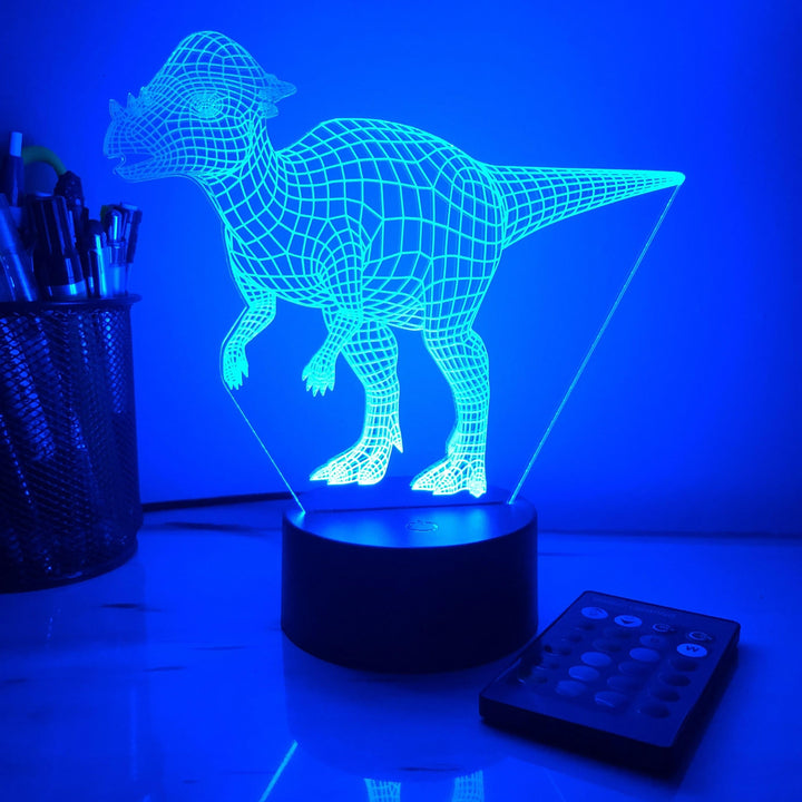 Pachy Dinosaur - 3D Optical Illusion Lamp - carve-craftworks-llc