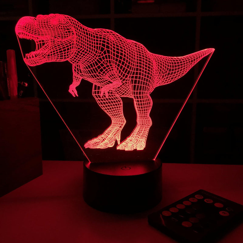 Tyrannosaurus Rex Dinosaur (2) - 3D Optical Illusion Lamp - carve-craftworks-llc