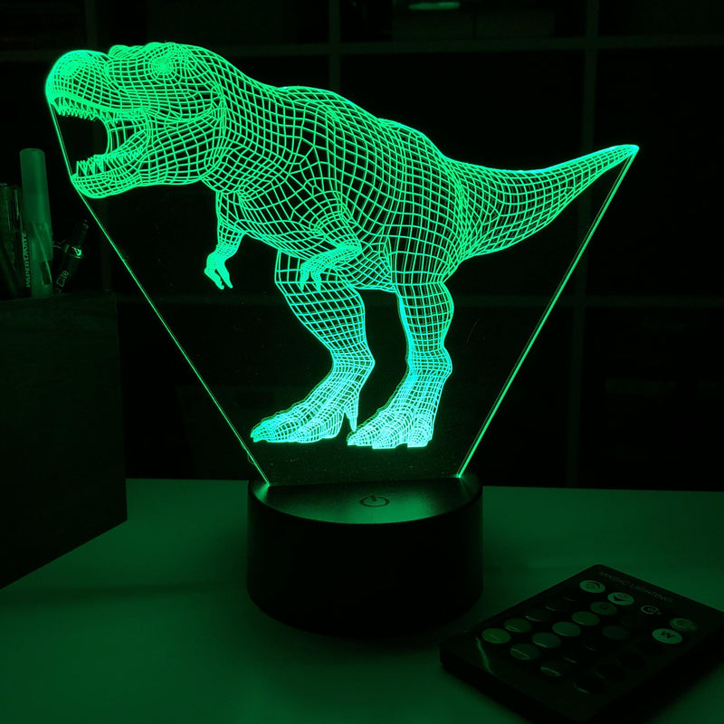 Tyrannosaurus Rex Dinosaur (2) - 3D Optical Illusion Lamp - carve-craftworks-llc