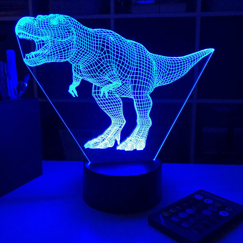 Tyrannosaurus Rex Dinosaur (2) - 3D Optical Illusion Lamp - carve-craftworks-llc