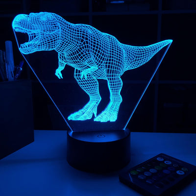 Tyrannosaurus Rex Dinosaur (2) - 3D Optical Illusion Lamp - carve-craftworks-llc