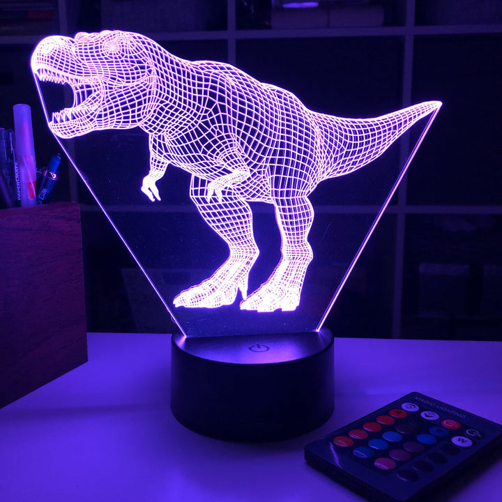 Tyrannosaurus Rex Dinosaur (2) - 3D Optical Illusion Lamp - carve-craftworks-llc