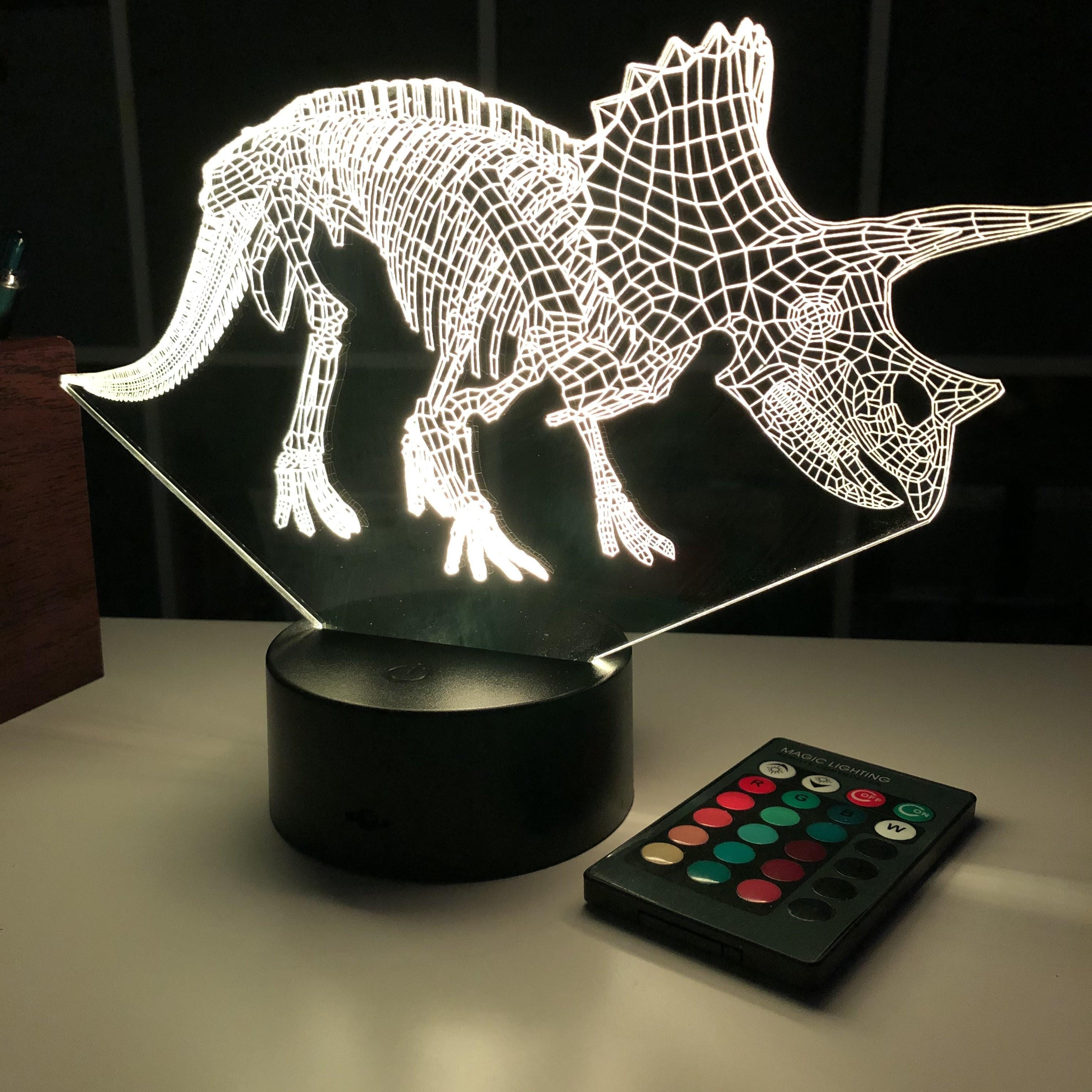 Triceratops Dinosaur Bones 3D Optical Illusion Lamp