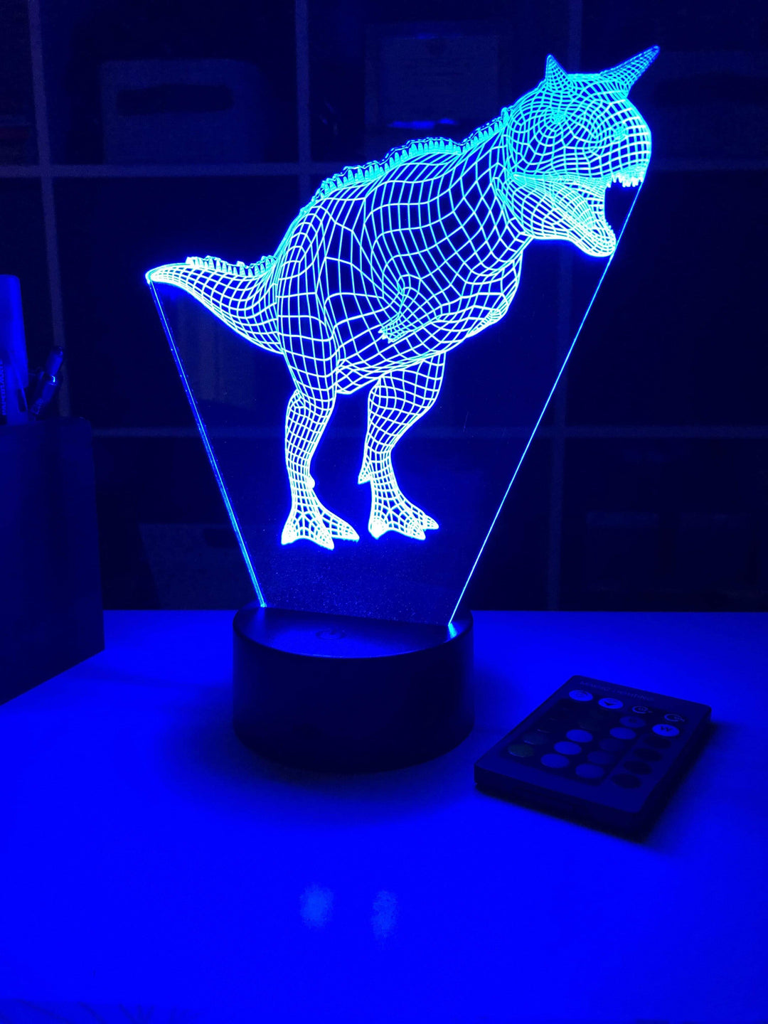 Jurassic Carnotaurus Dinosaur Gift - 3D Optical Illusion Lamp - carve-craftworks-llc