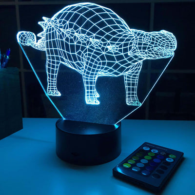 Ankylosaurus Dinosaur Gift - 3D Optical Illusion Lamp - carve-craftworks-llc