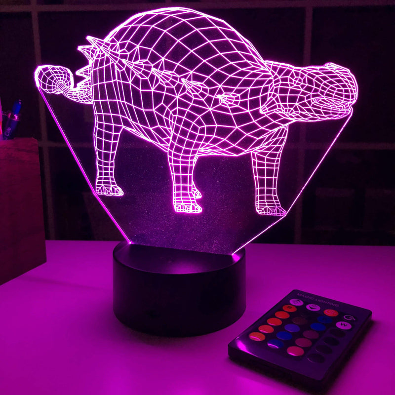 Ankylosaurus Dinosaur Gift - 3D Optical Illusion Lamp - carve-craftworks-llc