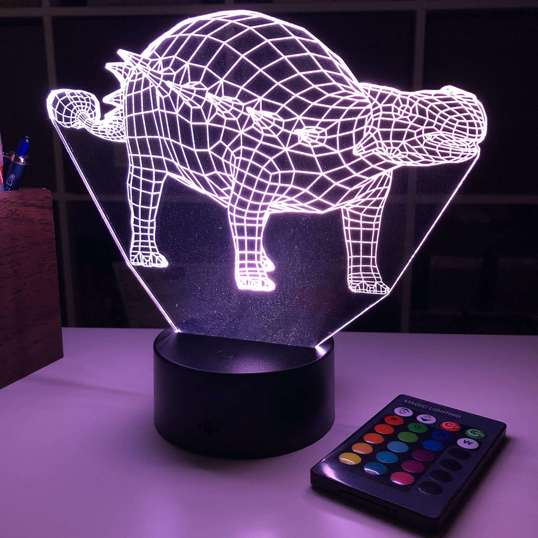 Ankylosaurus Dinosaur Gift - 3D Optical Illusion Lamp - carve-craftworks-llc