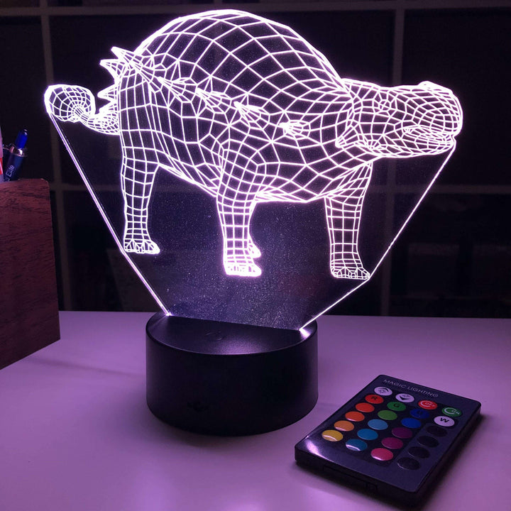 Ankylosaurus Dinosaur Gift - 3D Optical Illusion Lamp - carve-craftworks-llc