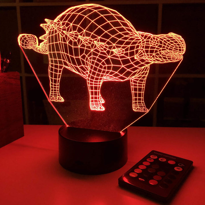 Ankylosaurus Dinosaur Gift - 3D Optical Illusion Lamp - carve-craftworks-llc