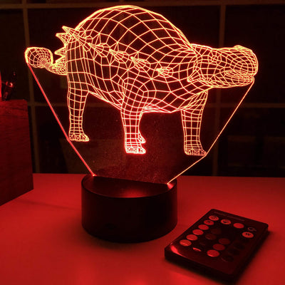 Ankylosaurus Dinosaur Gift - 3D Optical Illusion Lamp - carve-craftworks-llc