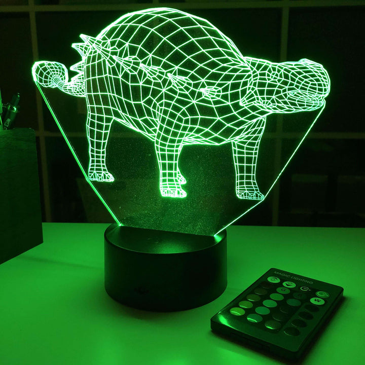 Ankylosaurus Dinosaur Gift - 3D Optical Illusion Lamp - carve-craftworks-llc