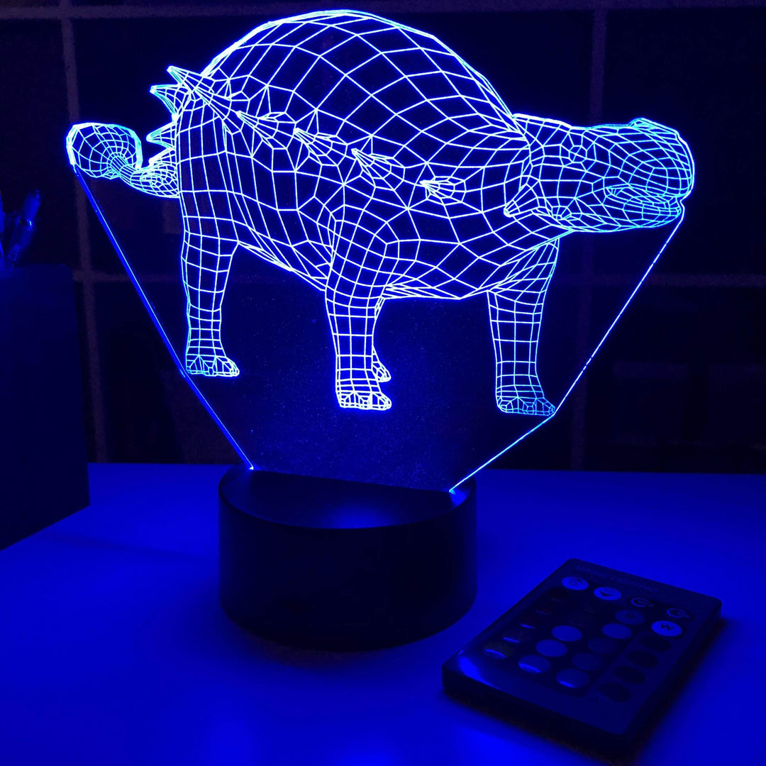 Ankylosaurus Dinosaur Gift - 3D Optical Illusion Lamp - carve-craftworks-llc