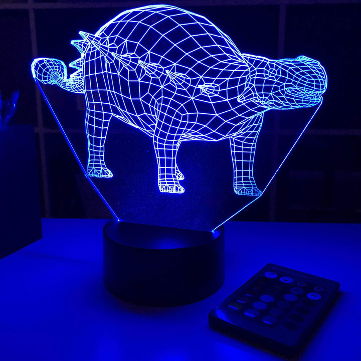 Ankylosaurus Dinosaur Gift - 3D Optical Illusion Lamp - carve-craftworks-llc