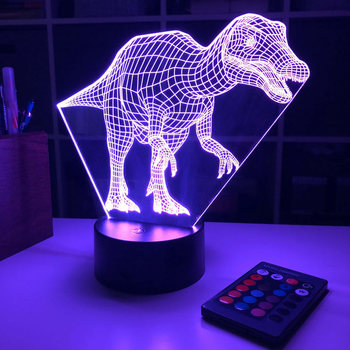 Baryonyx Dinosaur - 3D Optical Illusion Lamp - carve-craftworks-llc
