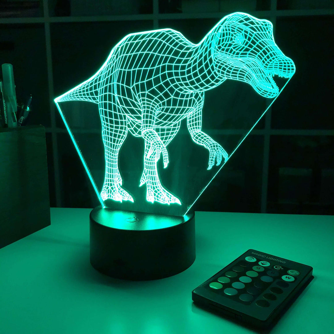 Baryonyx Dinosaur - 3D Optical Illusion Lamp - carve-craftworks-llc