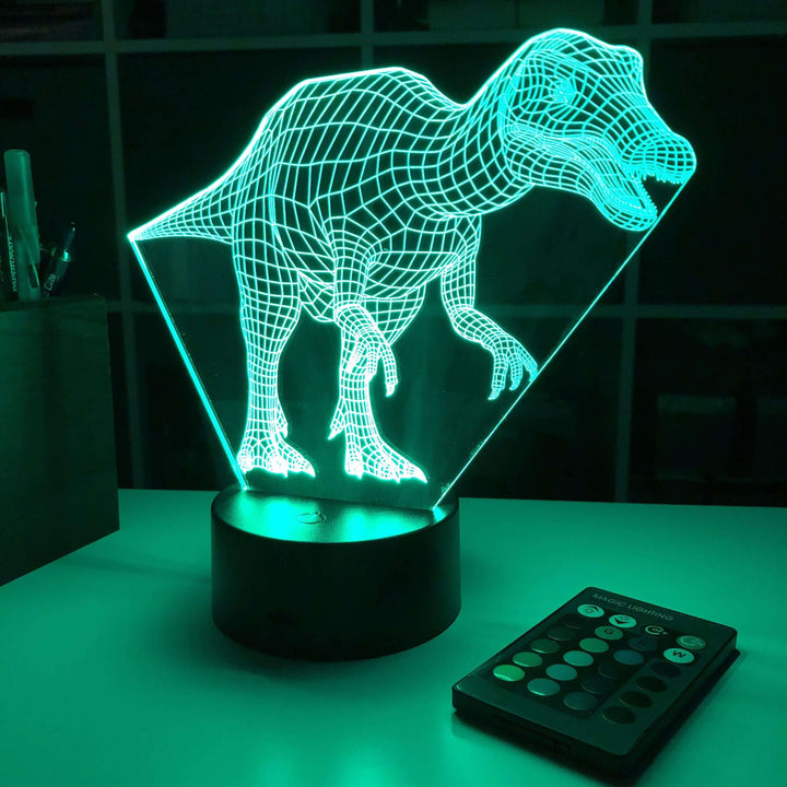 Baryonyx Dinosaur - 3D Optical Illusion Lamp - carve-craftworks-llc