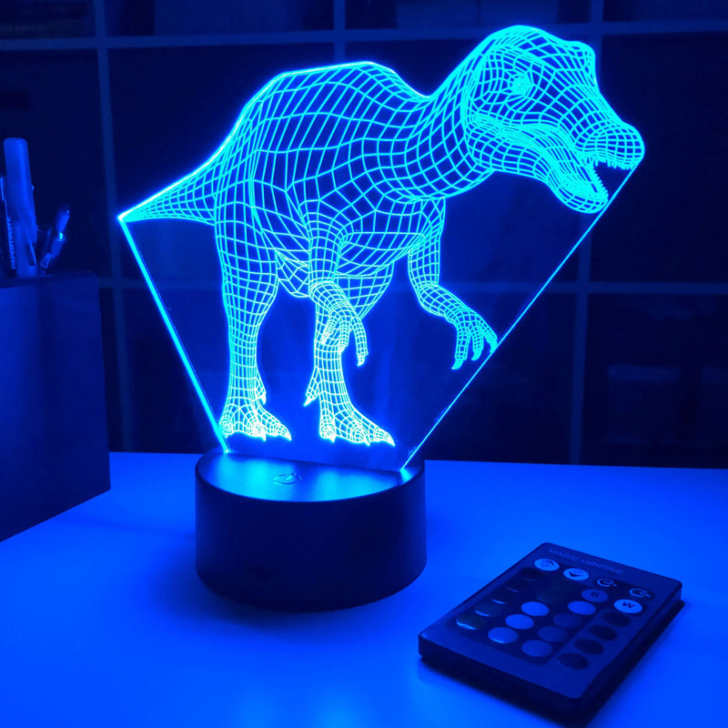 Baryonyx Dinosaur - 3D Optical Illusion Lamp - carve-craftworks-llc