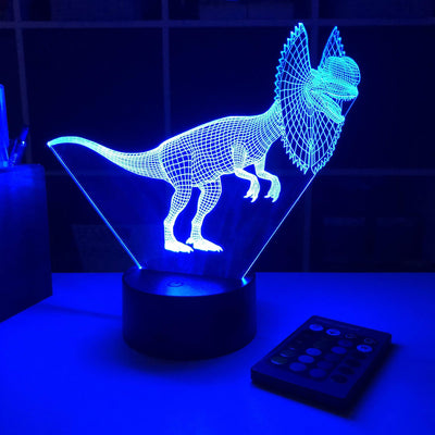 Dilophosaurus Dinosaur - 3D Optical Illusion Lamp - carve-craftworks-llc