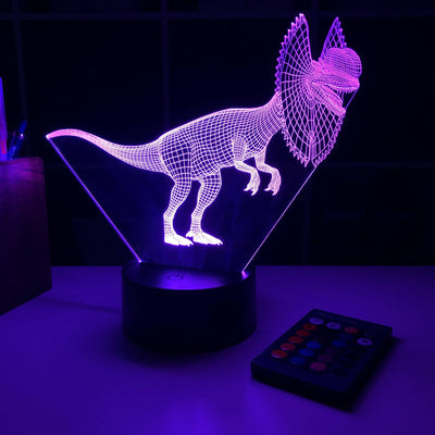 Dilophosaurus Dinosaur - 3D Optical Illusion Lamp - carve-craftworks-llc