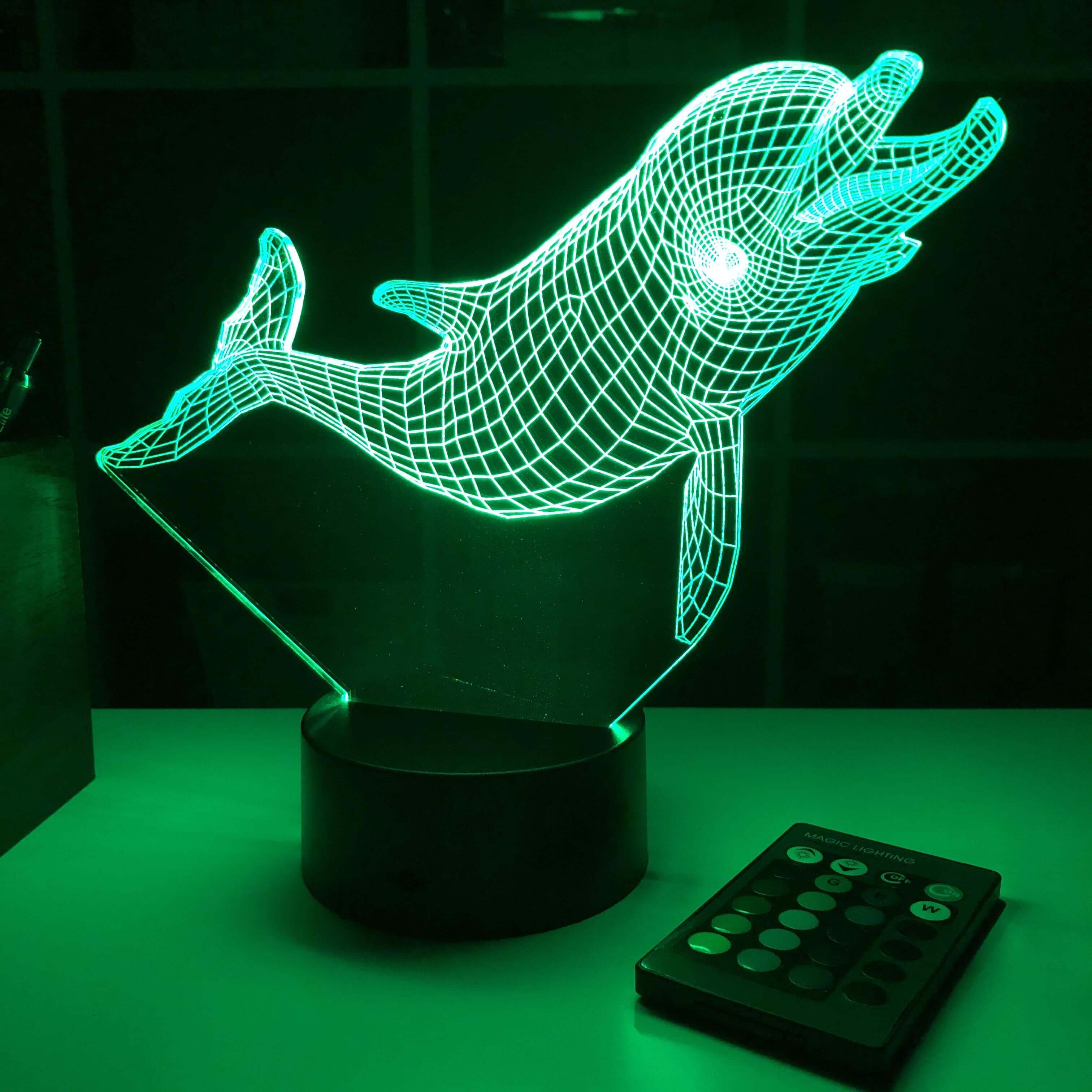 Dolphin (2) - Animal - 3D Optical Illusion Lamp – Carve Craftworks