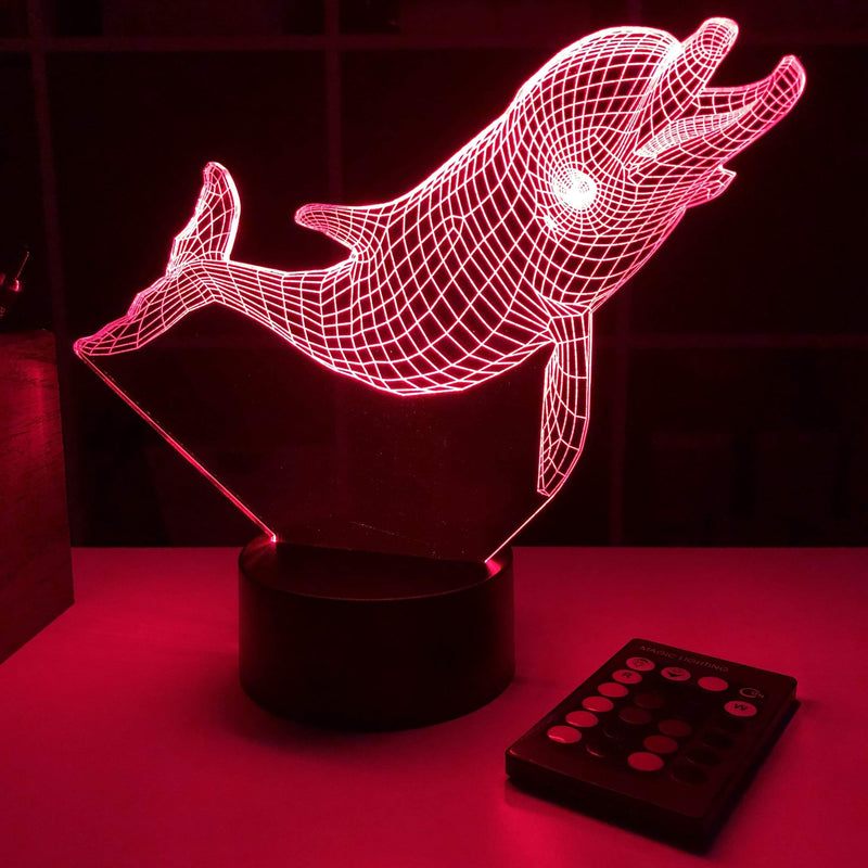 Dolphin (2) - Animal - 3D Optical Illusion Lamp - carve-craftworks-llc