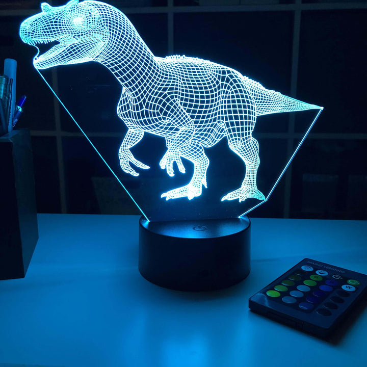 Allosaurus Dinosaur - 3D Optical Illusion Lamp - carve-craftworks-llc