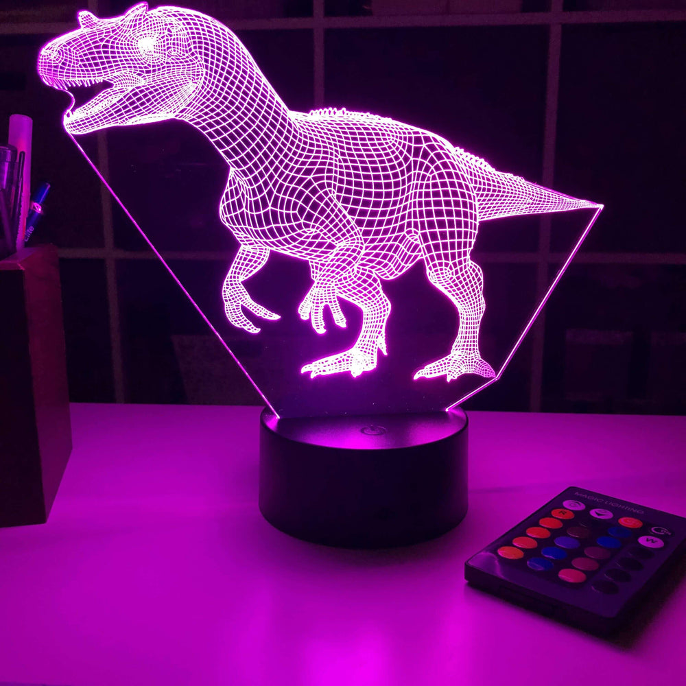 Allosaurus Dinosaur - 3D Optical Illusion Lamp - carve-craftworks-llc