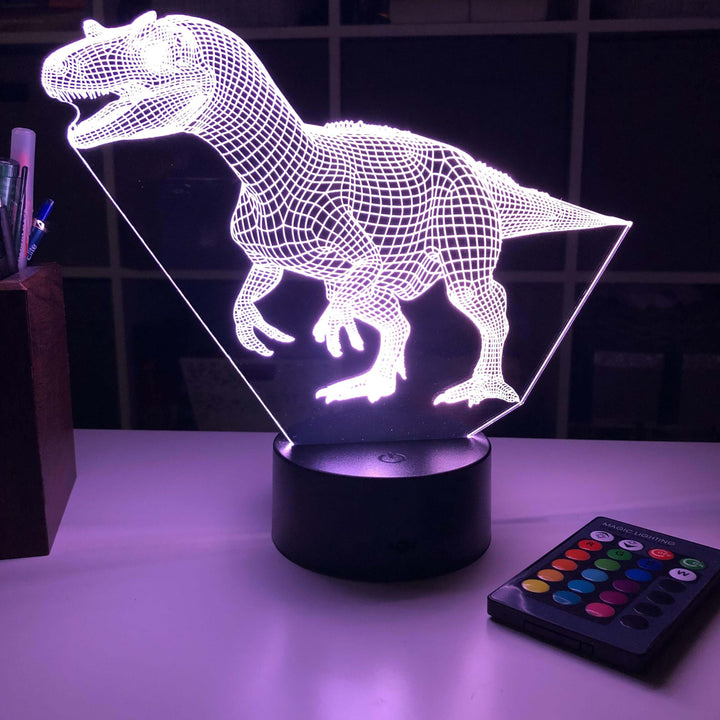Allosaurus Dinosaur - 3D Optical Illusion Lamp - carve-craftworks-llc