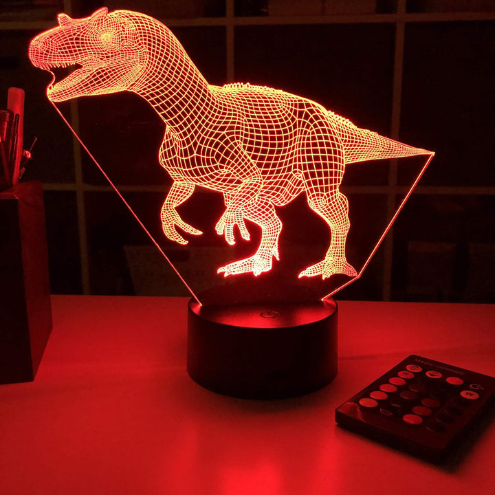 Allosaurus Dinosaur - 3D Optical Illusion Lamp - carve-craftworks-llc