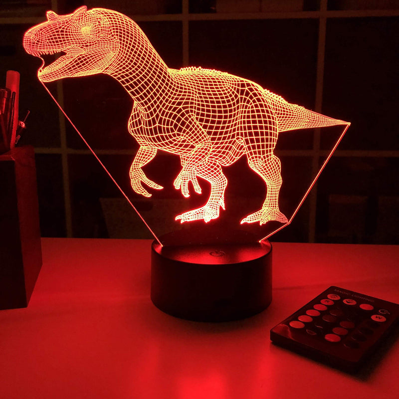 Allosaurus Dinosaur - 3D Optical Illusion Lamp - carve-craftworks-llc