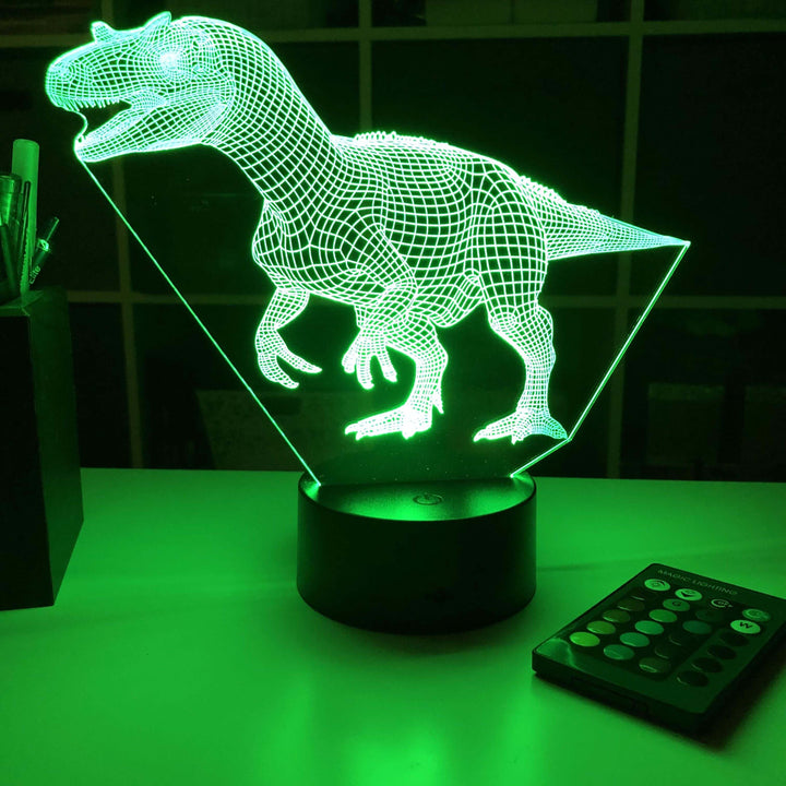Allosaurus Dinosaur - 3D Optical Illusion Lamp - carve-craftworks-llc