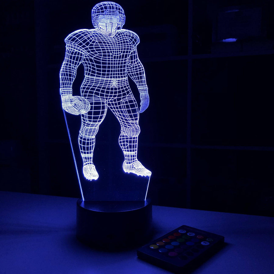 Football Player Personalized  - 3D Optical Illusion Lamp - carve-craftworks-llc