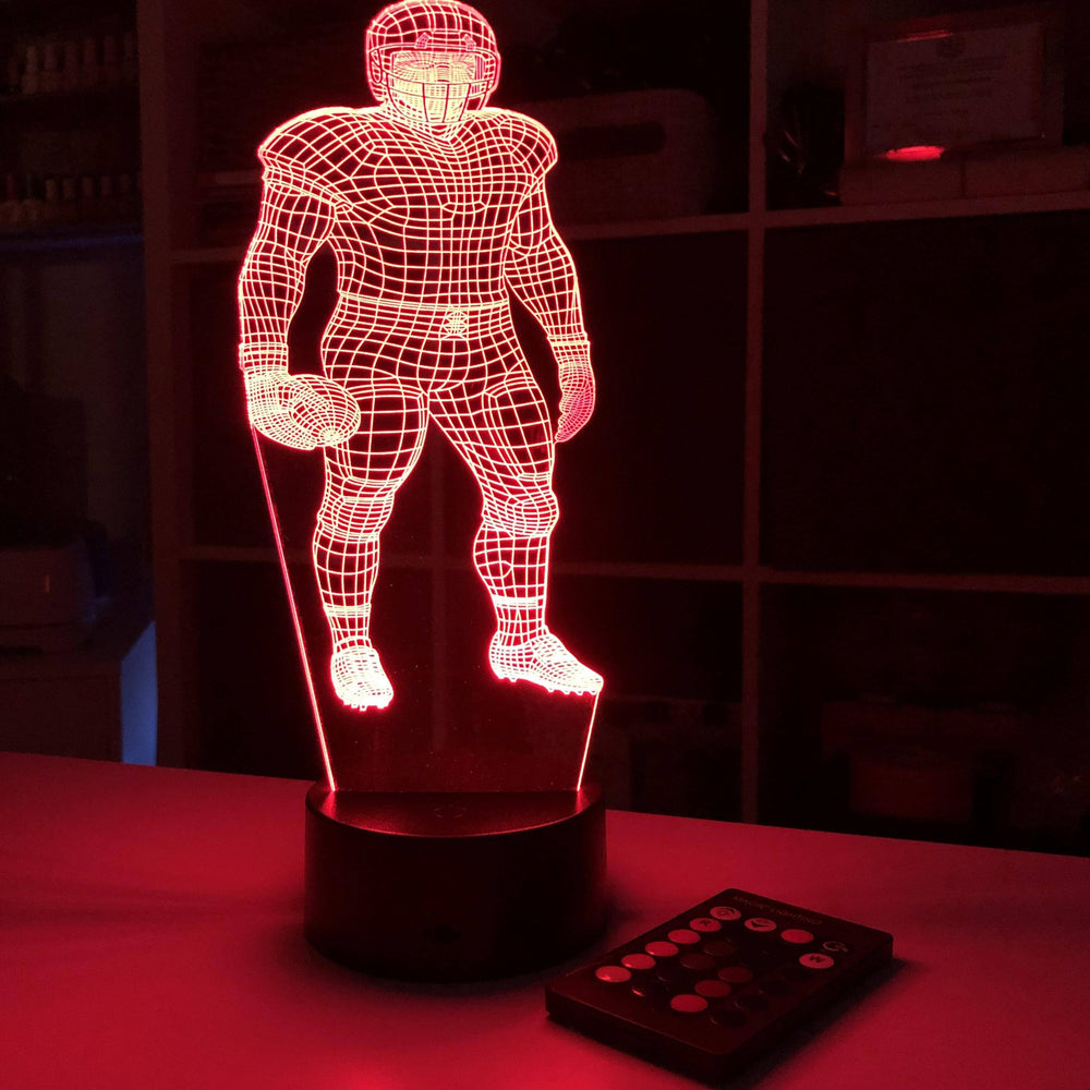 Football Player Personalized  - 3D Optical Illusion Lamp - carve-craftworks-llc