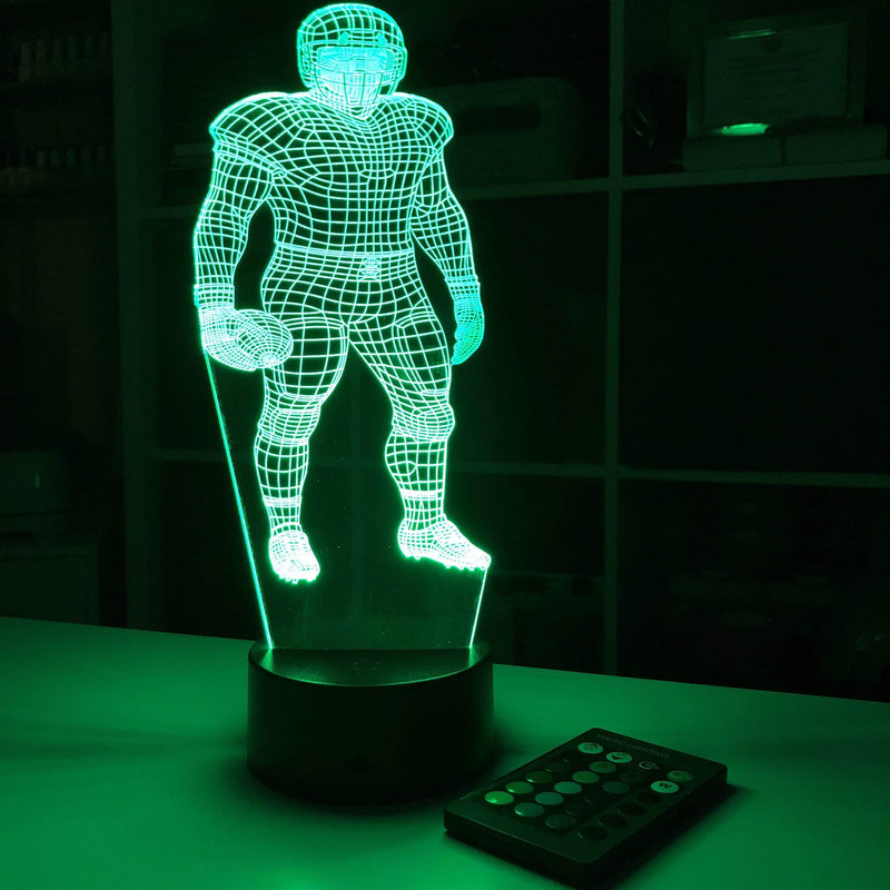 Football Player Personalized  - 3D Optical Illusion Lamp - carve-craftworks-llc