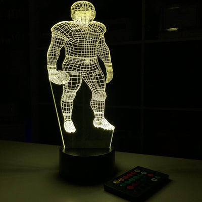 Football Player Personalized  - 3D Optical Illusion Lamp - carve-craftworks-llc