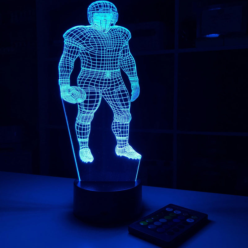 Football Player Personalized  - 3D Optical Illusion Lamp - carve-craftworks-llc